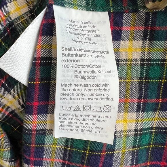 J. Crew AT948 Blue Green Yellow Plaid Brushed Twill Slim Fit Cotton Shirt Size S - Picture 8 of 9